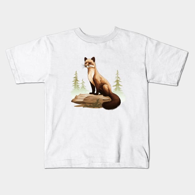 Pine Marten Kids T-Shirt by zooleisurelife